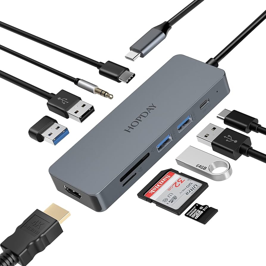 HOPDAY 10イン1 USB Cドッキングステーション USB Cハブ Amazon | HOPDAY USB Cハブ - 10イン1 マルチポートアダプター